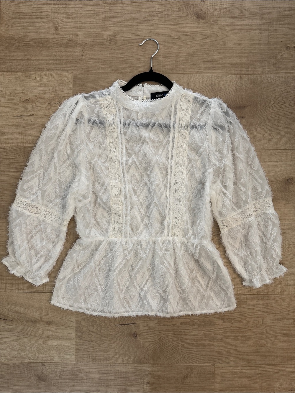 Alice Blue White Lace Peplum Blouse